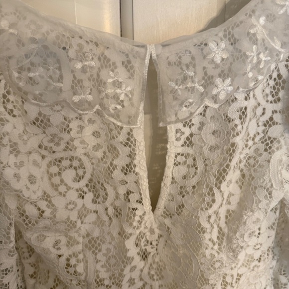 New! For Love & Lemons Santo Eyelash Lace Ruffles Romper White 3399 - Picture 9 of 15